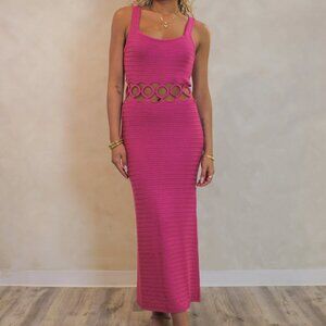 Le Lis Hot Pink Knit Cutout Maxi Dress Size XS